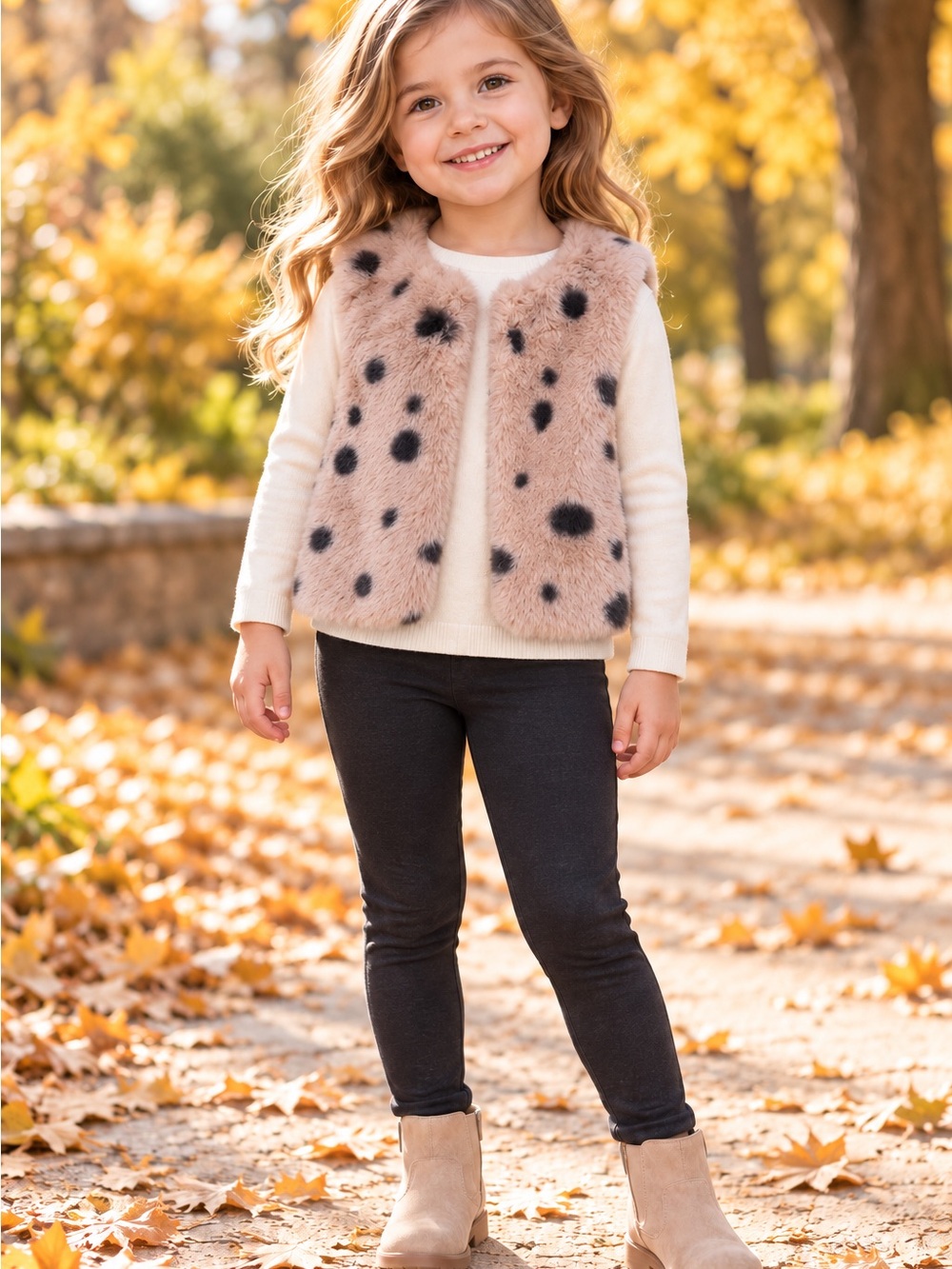 Pepco Little Kids girls spotted faux fur vest size 104 / 3–4 years NWT